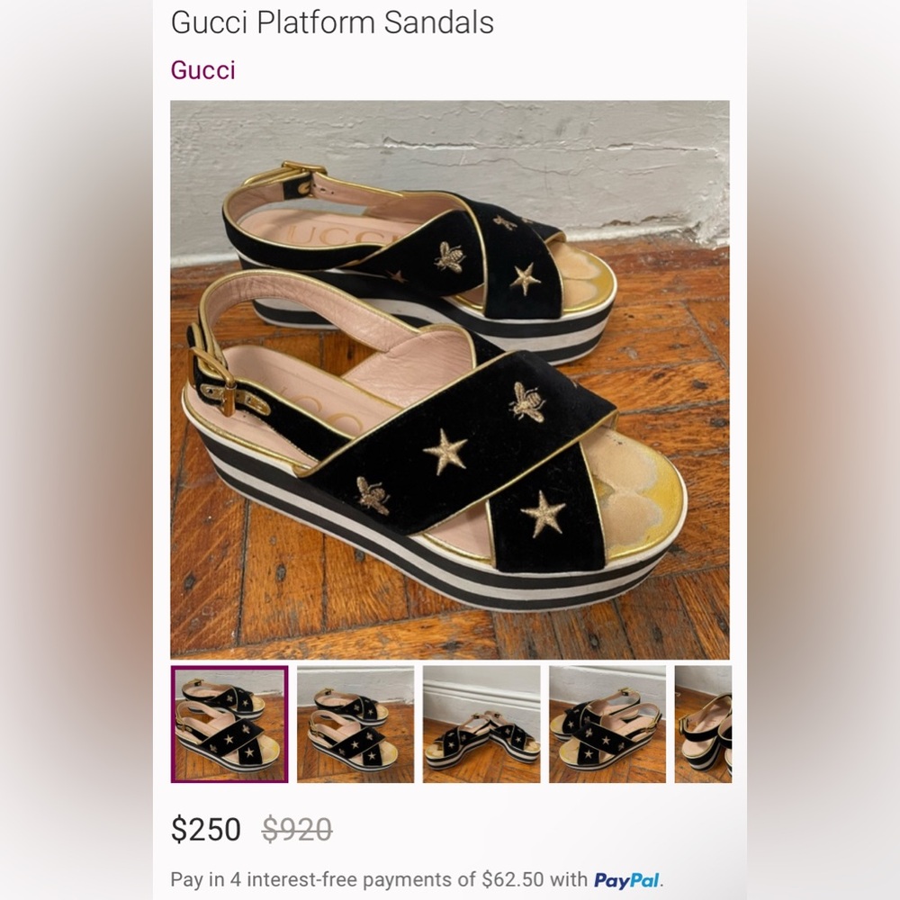 Gucci platform sandals size 38